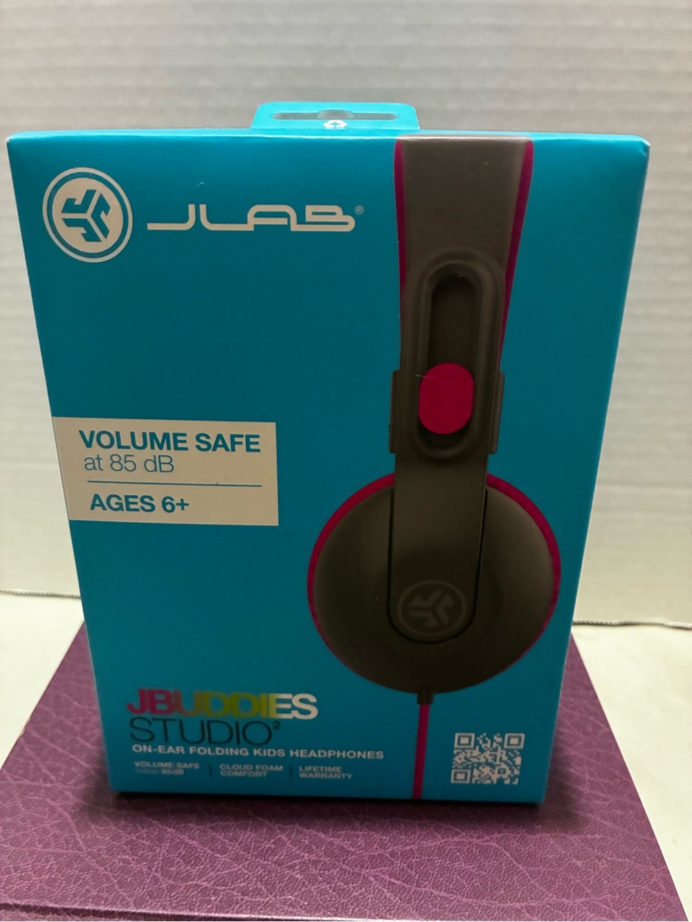 JLab Jbuddies STUDIO Foldable On-Ear Headphones - Pink and Black